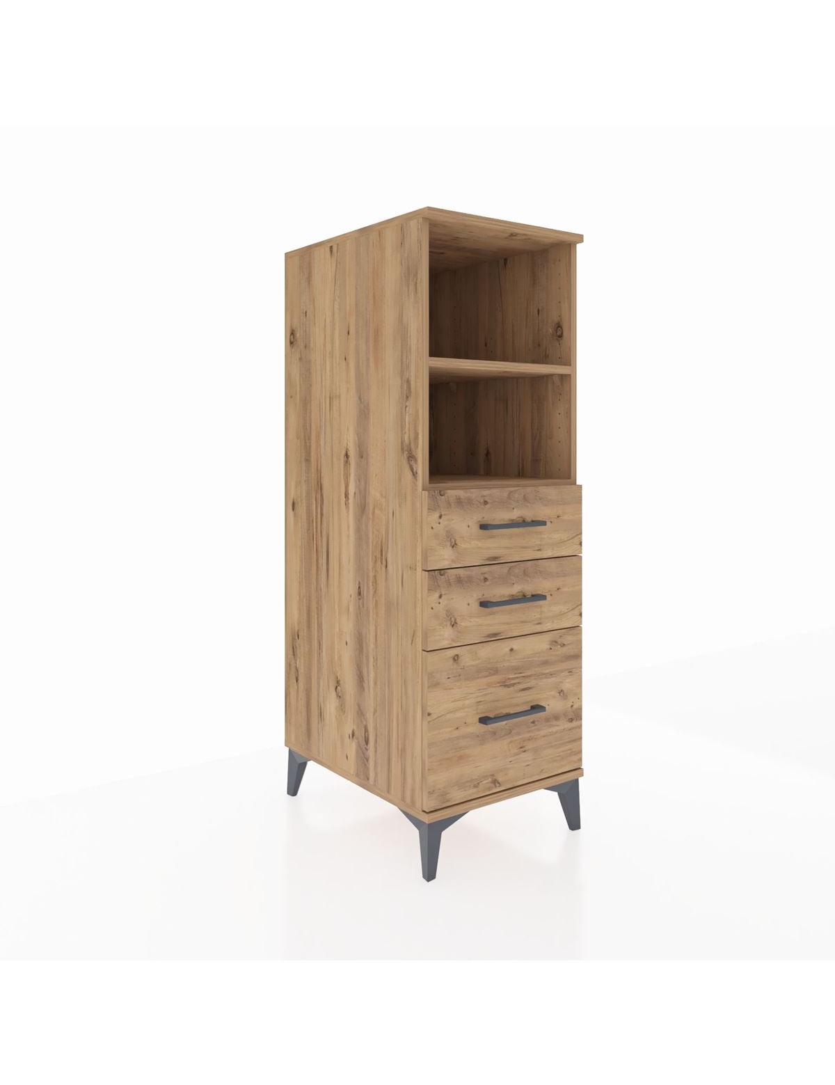 Kronos Dolap 2 Raflı 3 Çekmeceli 44x59x134 Çam-Çam