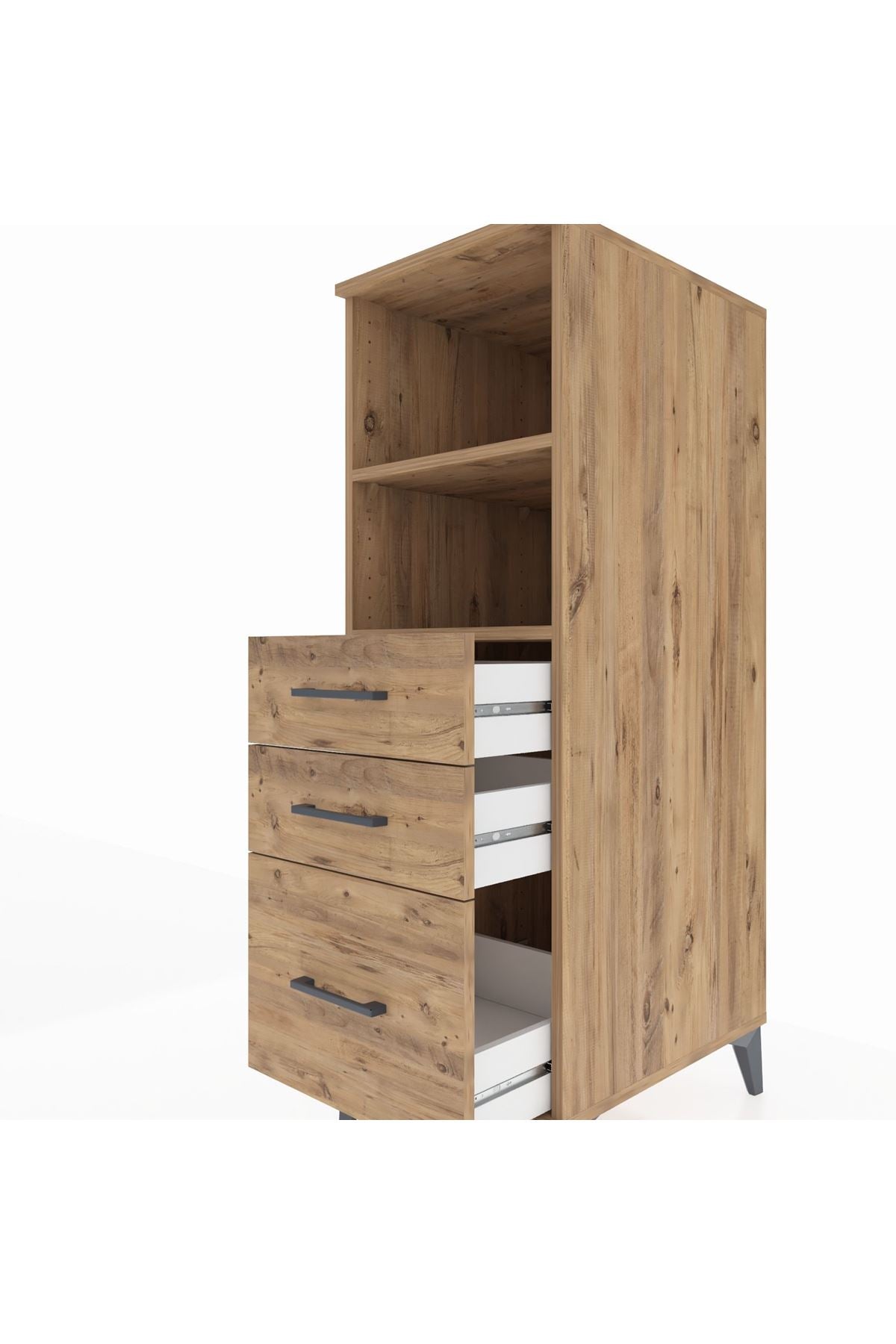 Kronos Dolap 2 Raflı 3 Çekmeceli 44x59x134 Çam-Çam