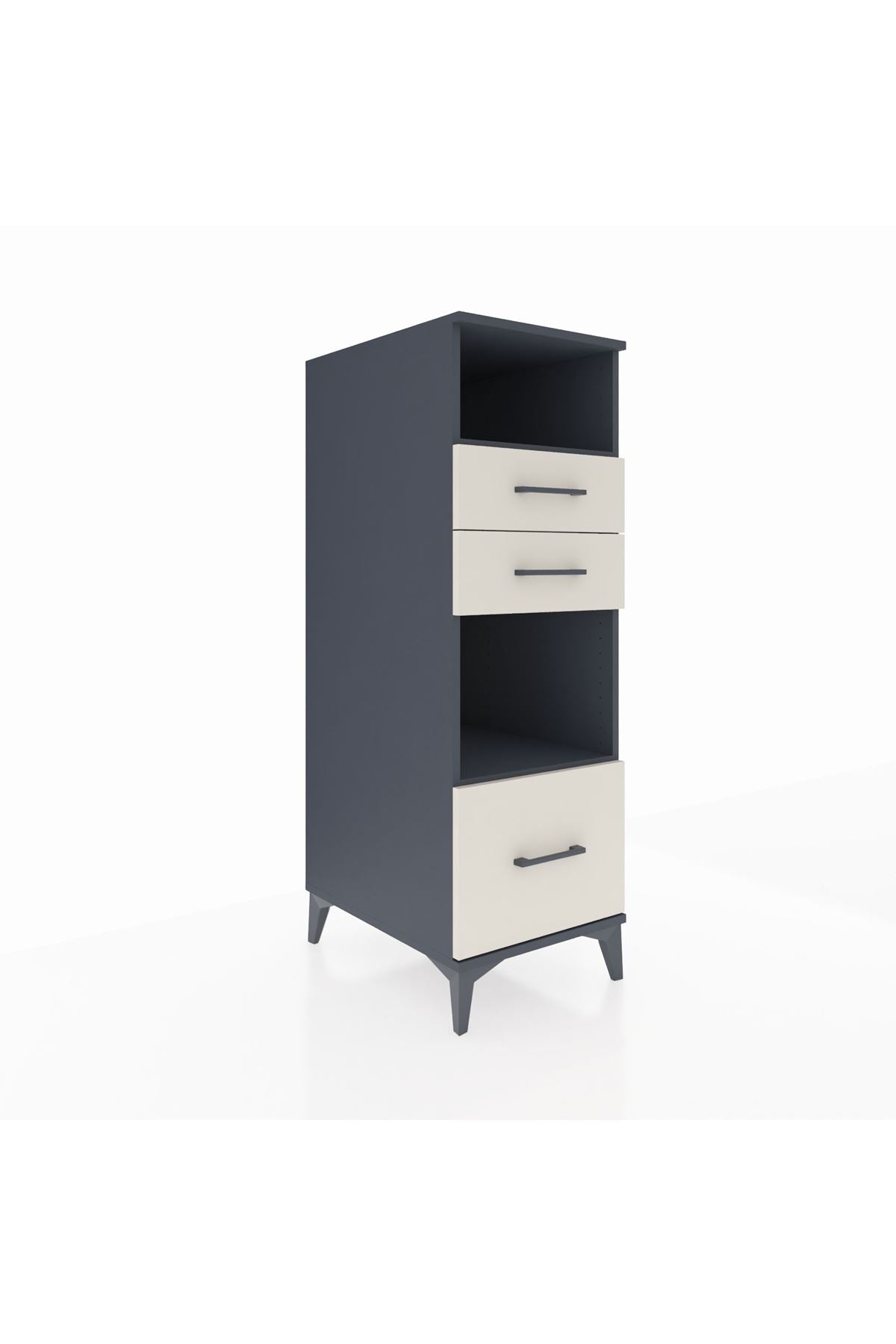 Kronos Dolap 2 Raflı 3 Çekmeceli 44x59x134 Antrasit-Aytaşı