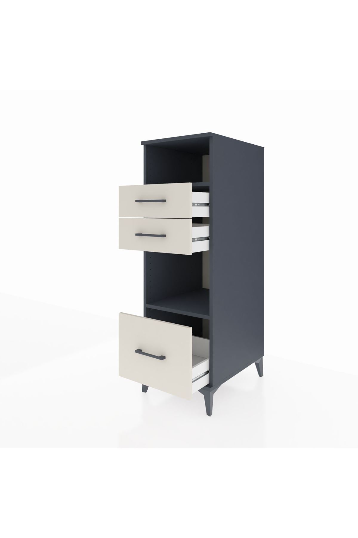 Kronos Dolap 2 Raflı 3 Çekmeceli 44x59x134 Antrasit-Aytaşı