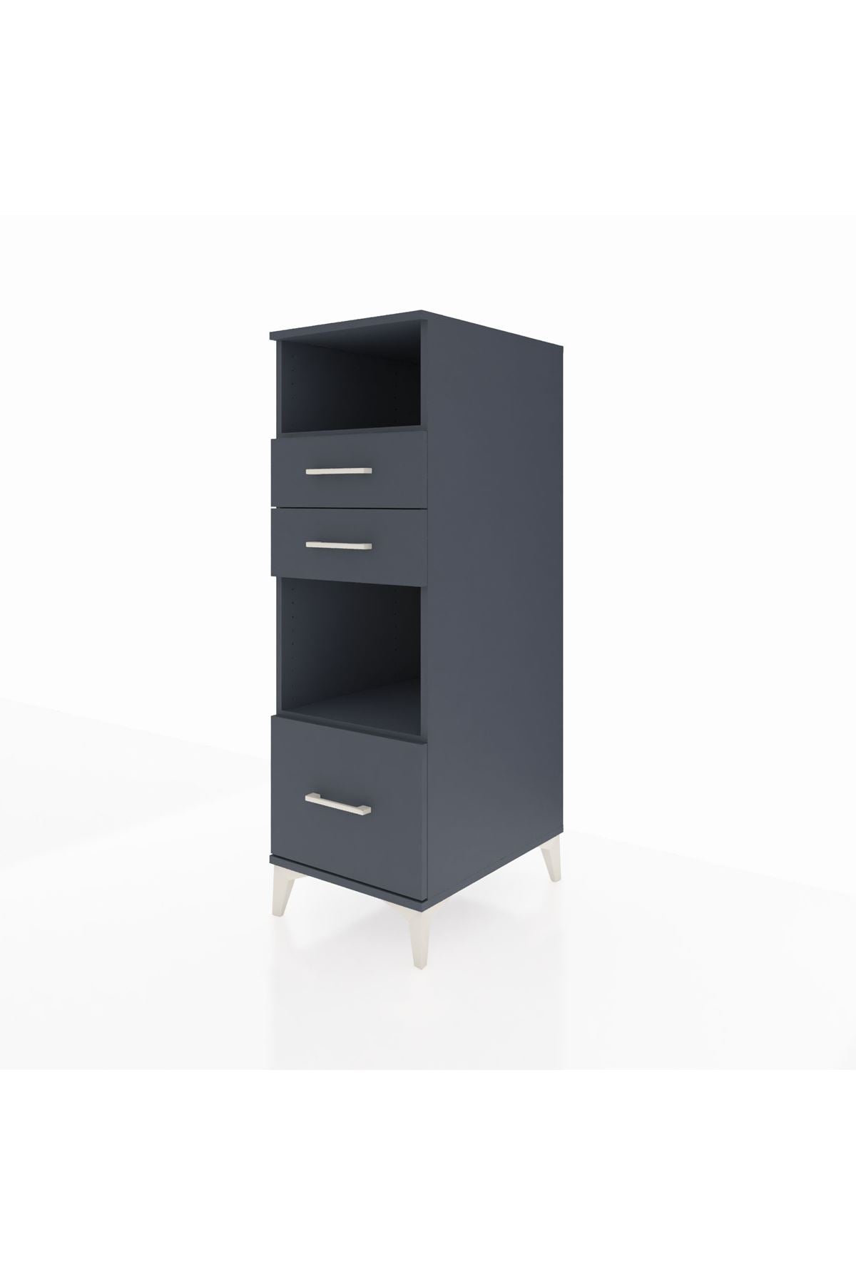 Kronos Dolap 2 Raflı 3 Çekmeceli 44x59x134 Antrasit-Antrasit