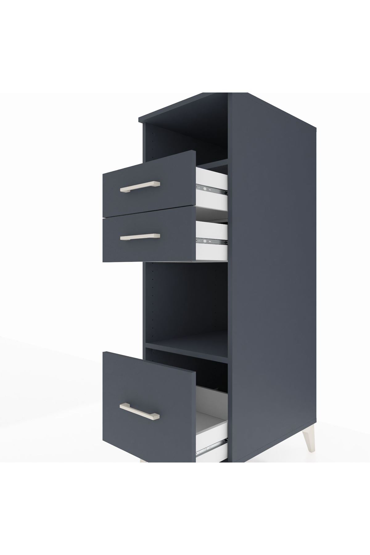 Kronos Dolap 2 Raflı 3 Çekmeceli 44x59x134 Antrasit-Antrasit