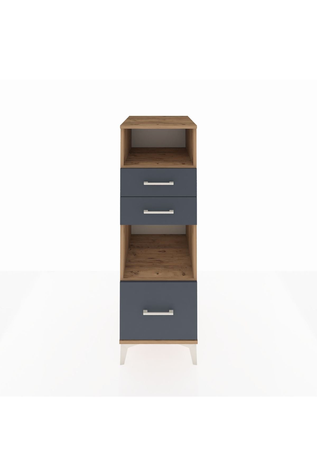 Kronos Dolap 2 Raflı 3 Çekmeceli 44x59x134 Çam-Antrasit