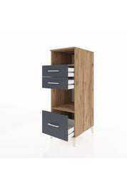 Kronos Dolap 2 Raflı 3 Çekmeceli 44x59x134 Çam-Antrasit