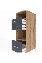 Kronos Dolap 2 Raflı 3 Çekmeceli 44x59x134 Çam-Antrasit
