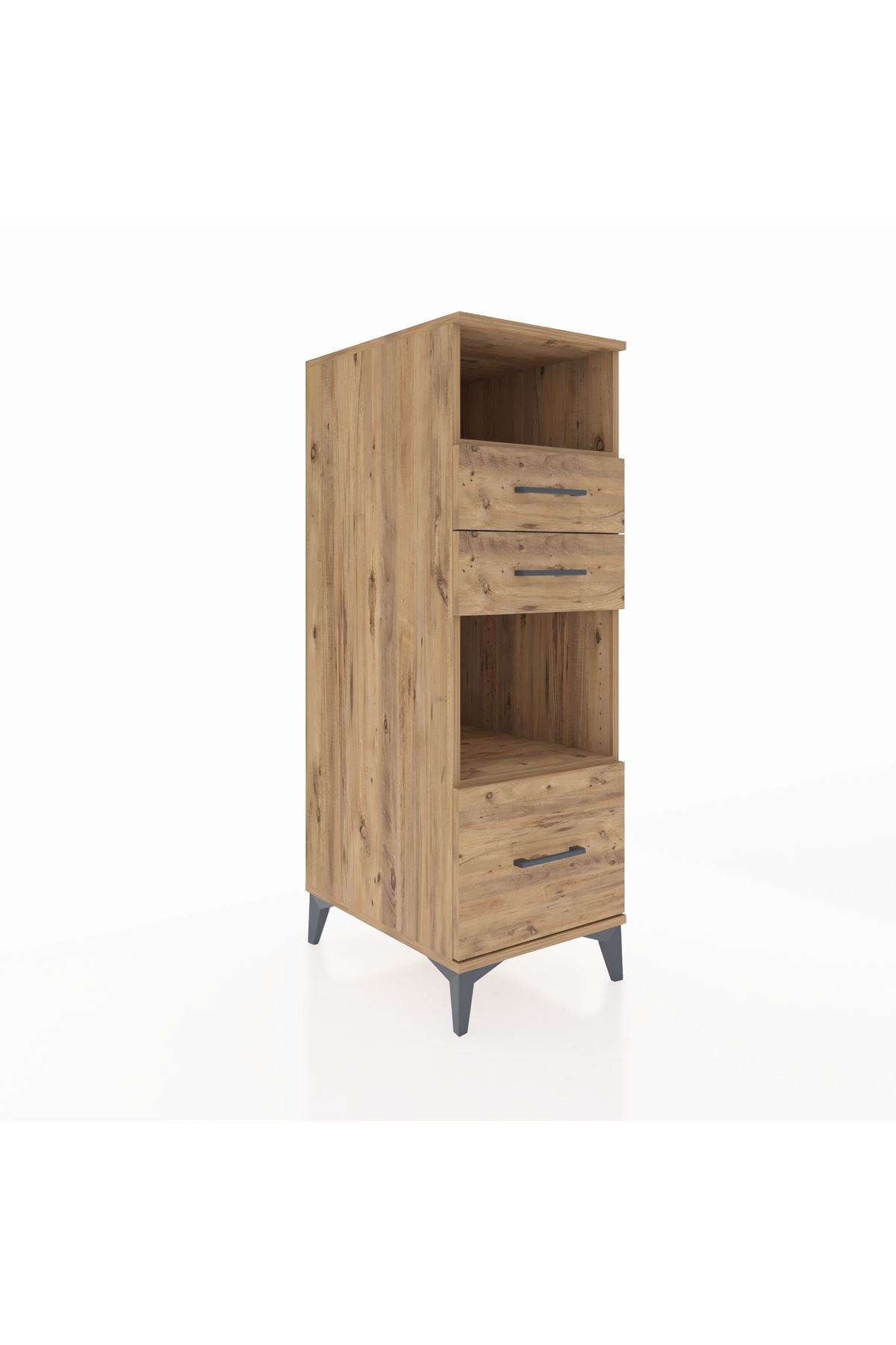 Kronos Dolap 2 Raflı 3 Çekmeceli 44x59x134 Çam-Çam