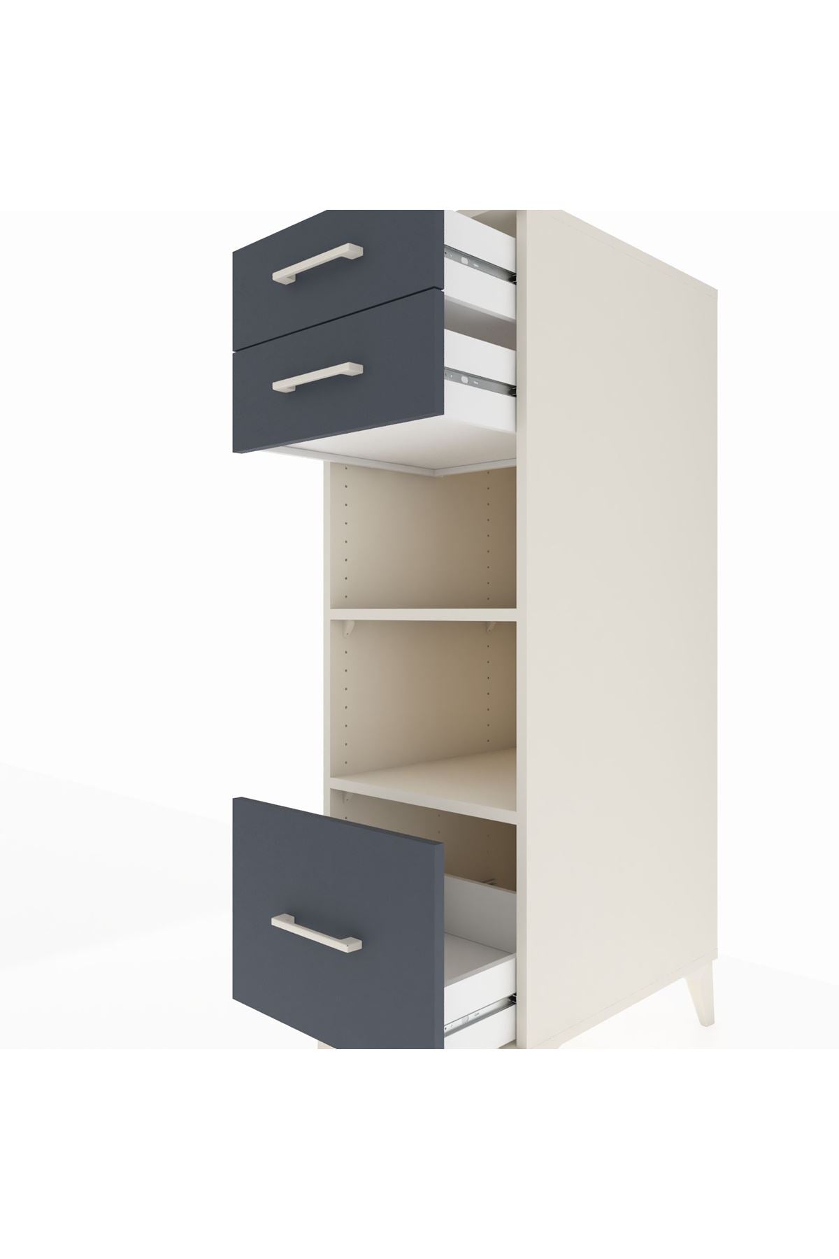 Kronos Dolap 2 Raflı 3 Çekmeceli 44x59x134 Aytaşı-Antrasit