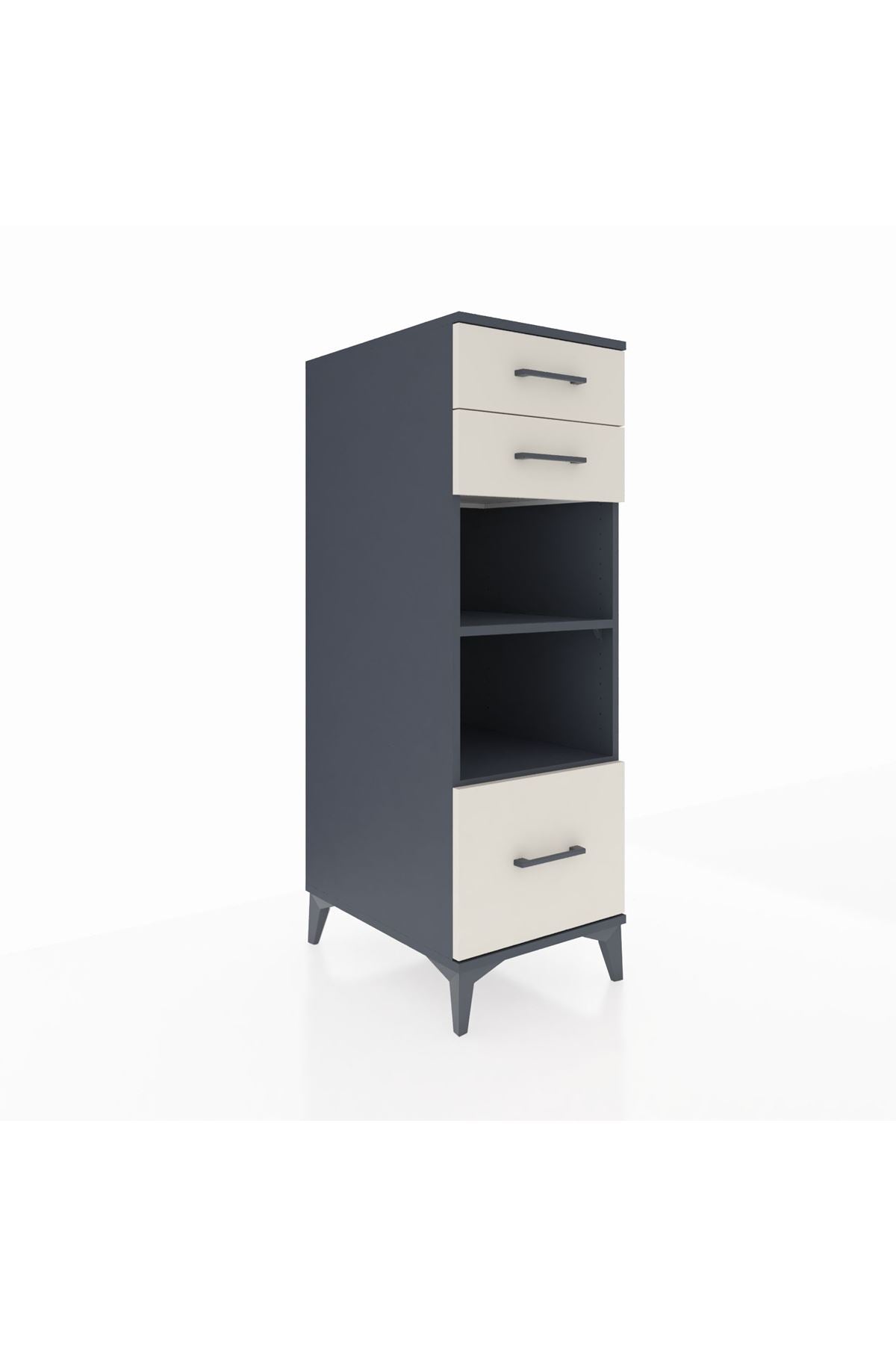 Kronos Dolap 2 Raflı 3 Çekmeceli 44x59x134 Antrasit-Aytaşı