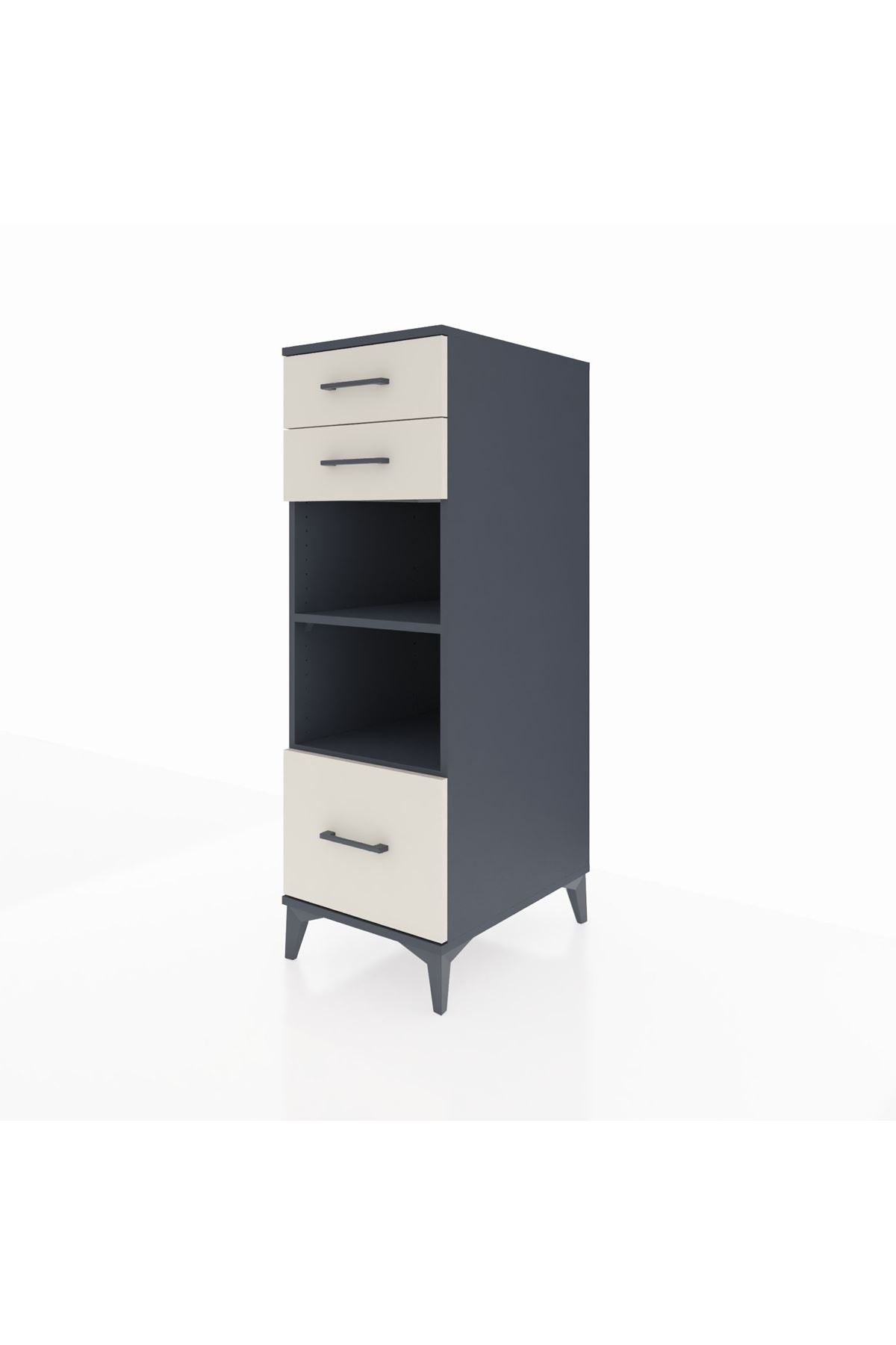 Kronos Dolap 2 Raflı 3 Çekmeceli 44x59x134 Antrasit-Aytaşı