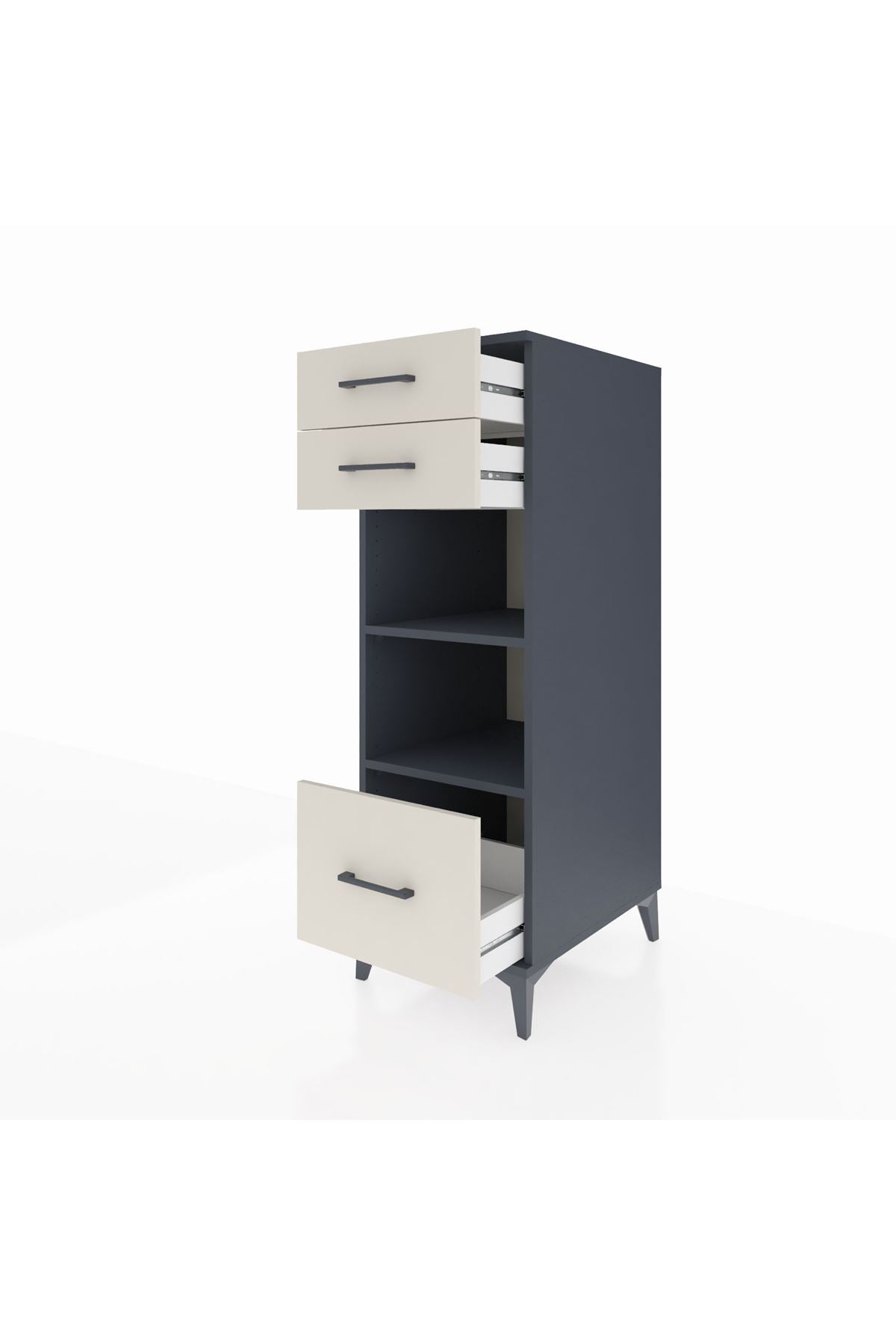 Kronos Dolap 2 Raflı 3 Çekmeceli 44x59x134 Antrasit-Aytaşı