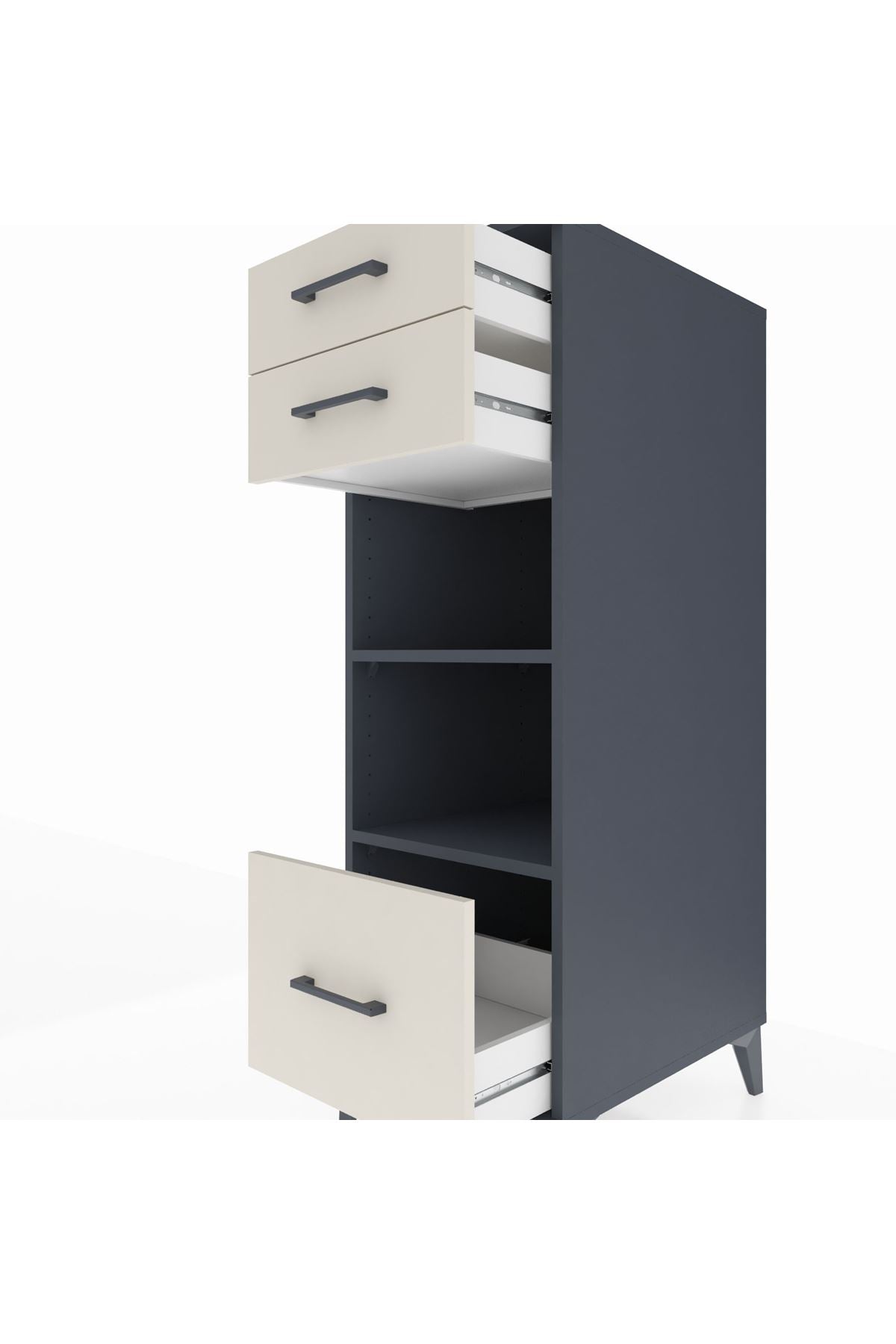 Kronos Dolap 2 Raflı 3 Çekmeceli 44x59x134 Antrasit-Aytaşı