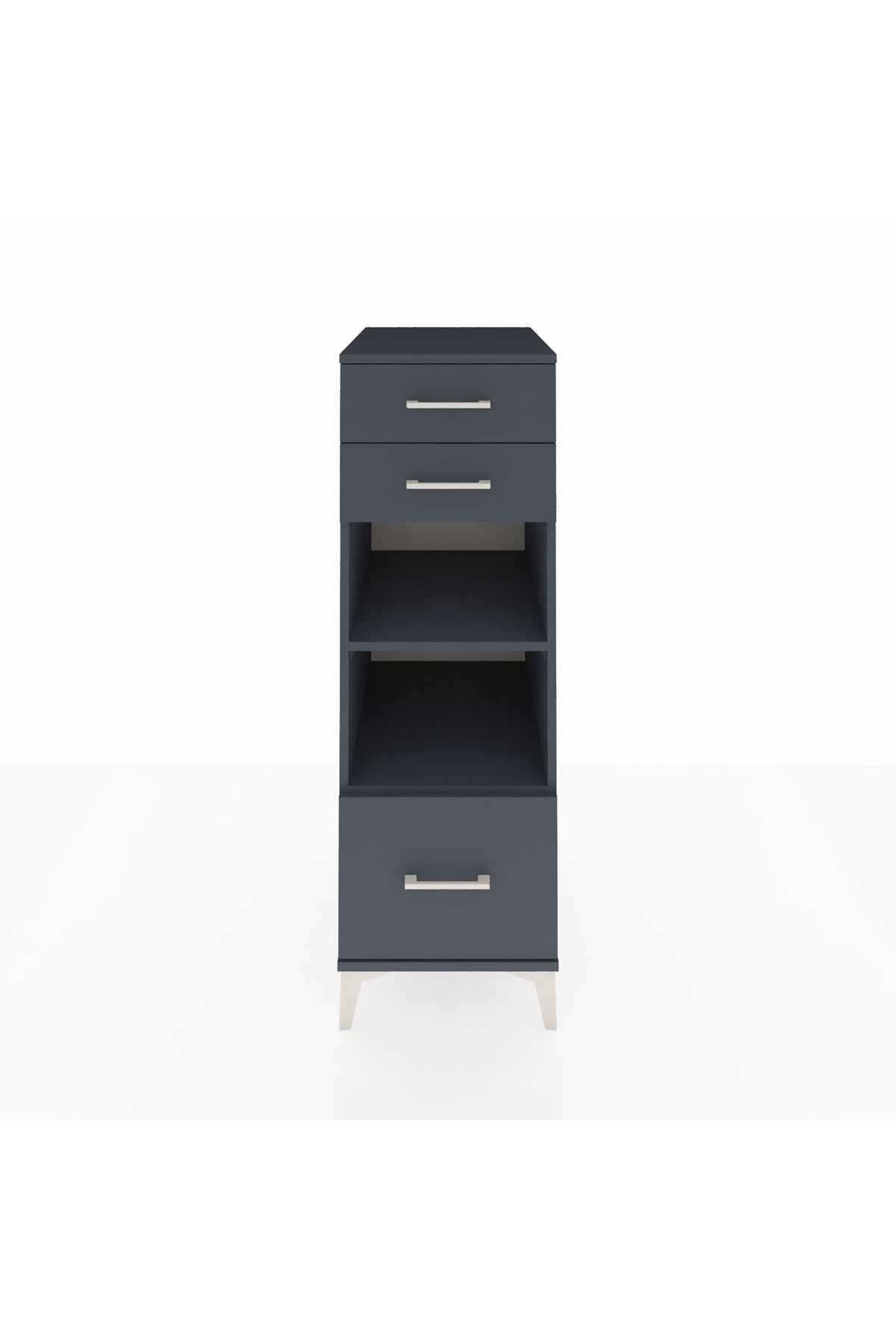 Kronos Dolap 2 Raflı 3 Çekmeceli 44x59x134 Antrasit-Antrasit