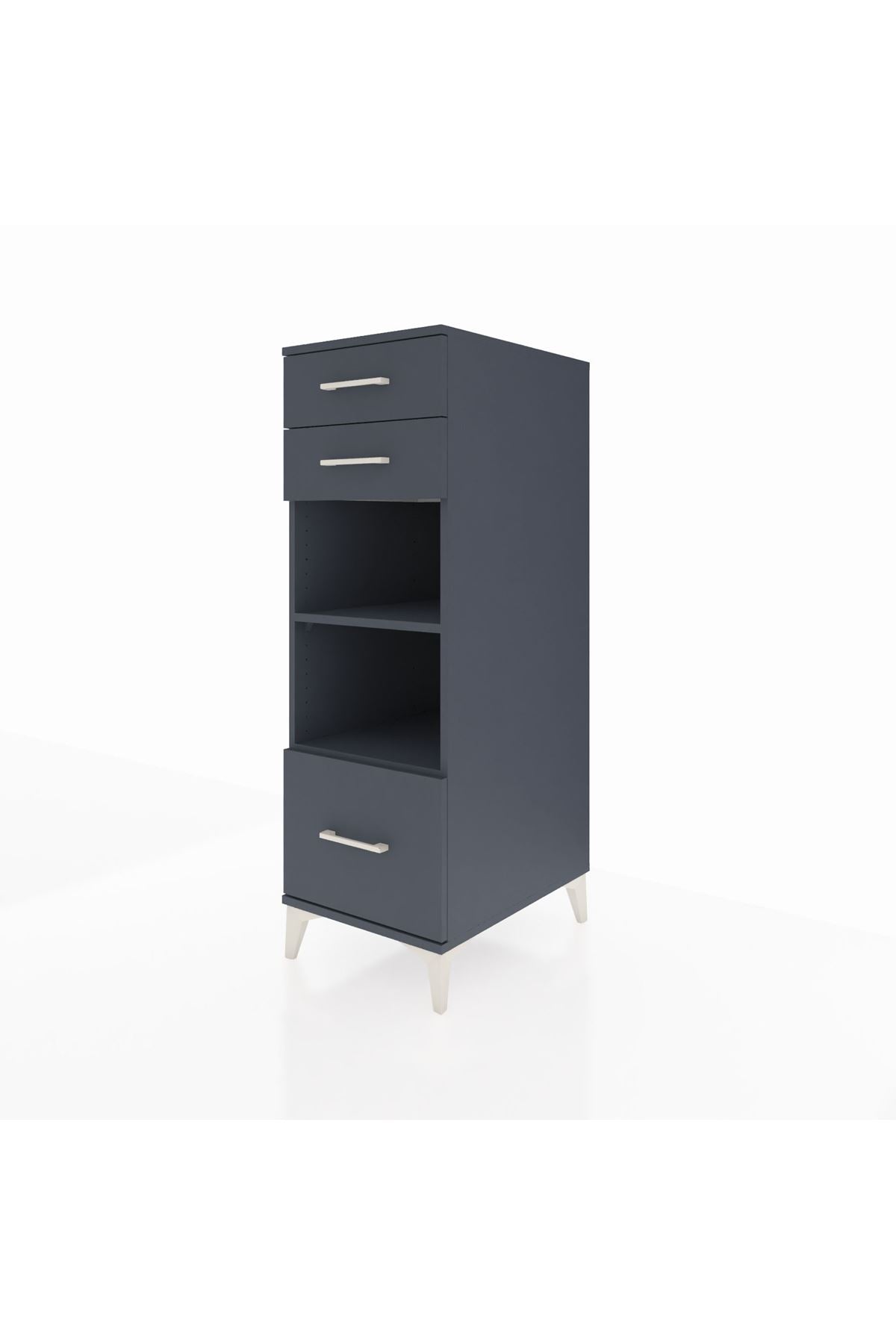 Kronos Dolap 2 Raflı 3 Çekmeceli 44x59x134 Antrasit-Antrasit