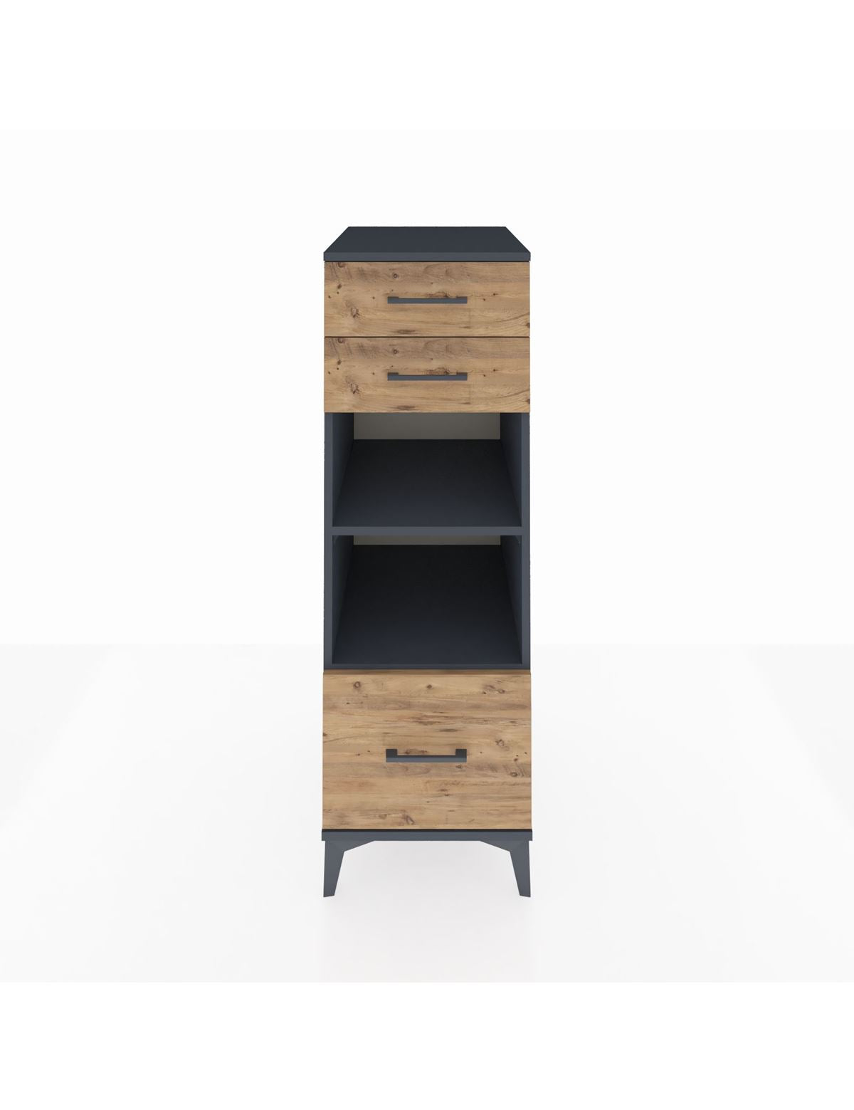 Kronos Dolap 2 Raflı 3 Çekmeceli 44x59x134 Antrasit-Çam