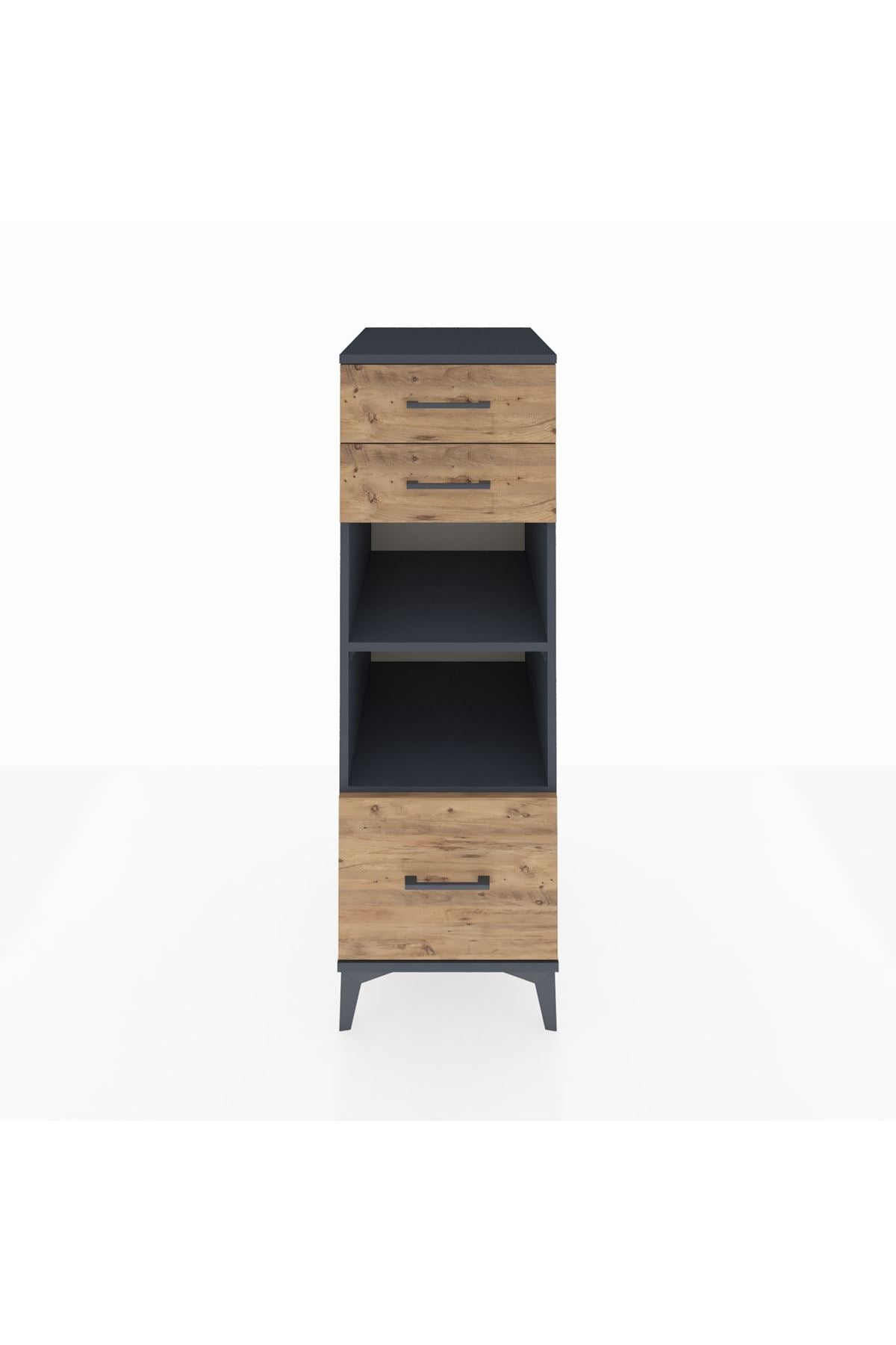 Kronos Dolap 2 Raflı 3 Çekmeceli 44x59x134 Antrasit-Çam