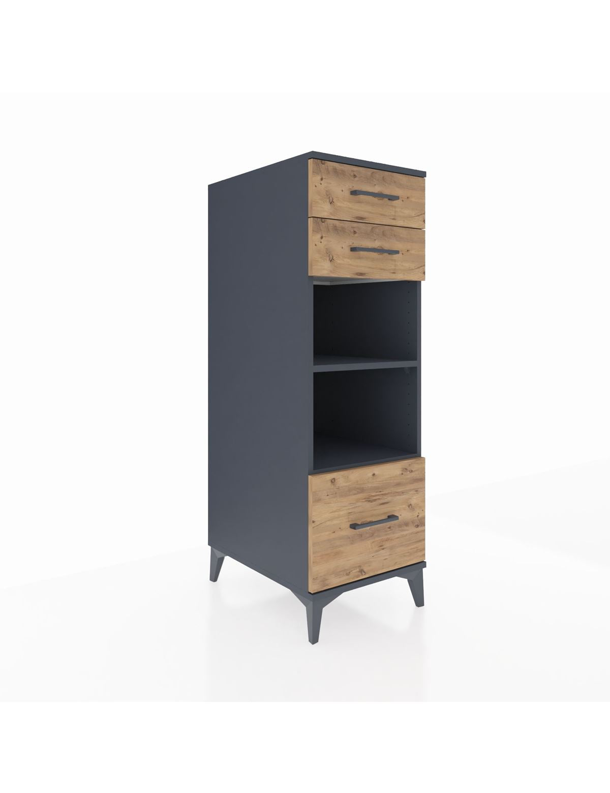 Kronos Dolap 2 Raflı 3 Çekmeceli 44x59x134 Antrasit-Çam