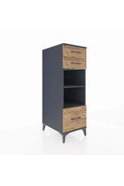 Kronos Dolap 2 Raflı 3 Çekmeceli 44x59x134 Antrasit-Çam