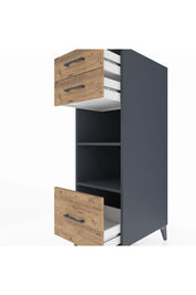 Kronos Dolap 2 Raflı 3 Çekmeceli 44x59x134 Antrasit-Çam