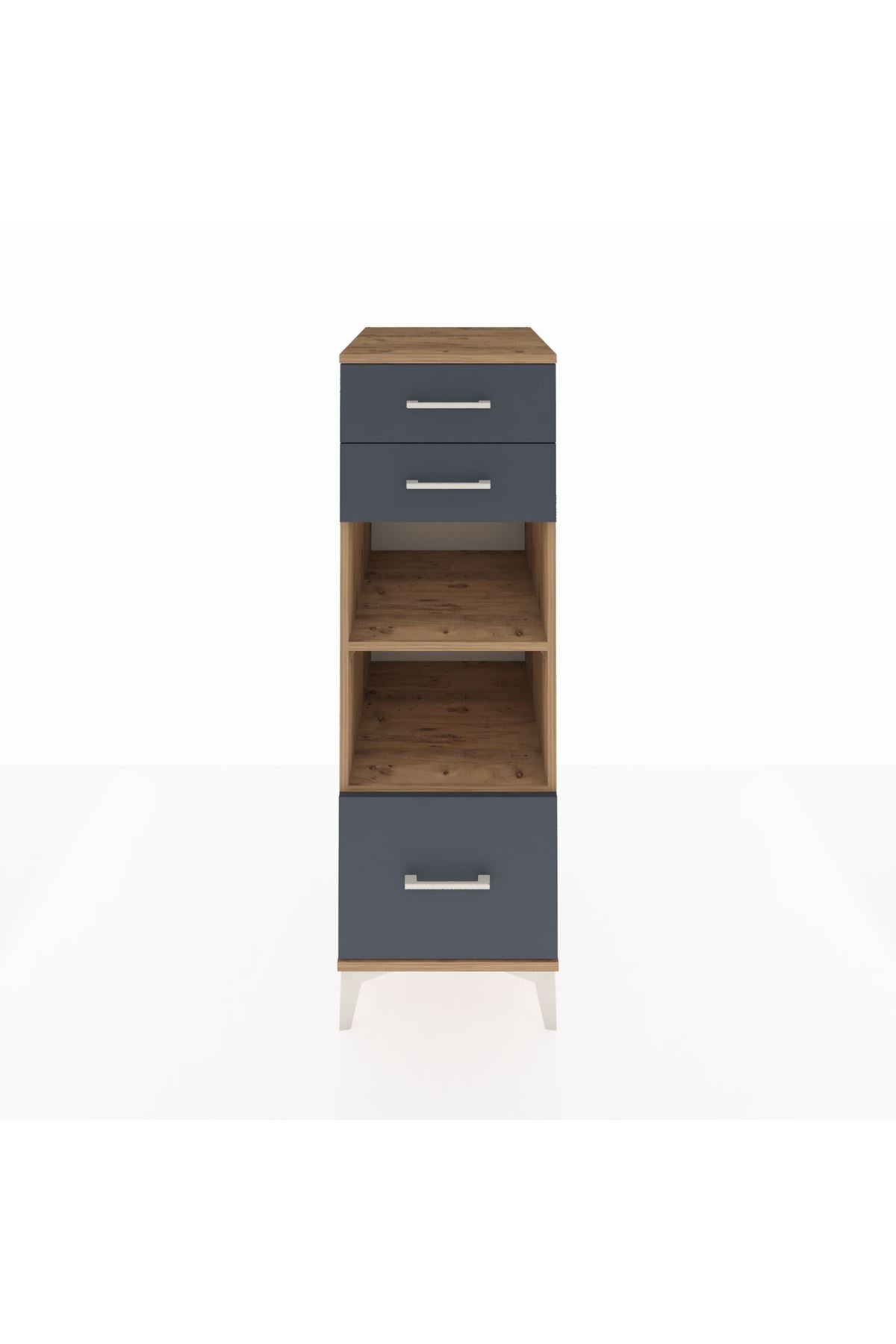 Kronos Dolap 2 Raflı 3 Çekmeceli 44x59x134 Çam-Antrasit