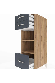 Kronos Dolap 2 Raflı 3 Çekmeceli 44x59x134 Çam-Antrasit