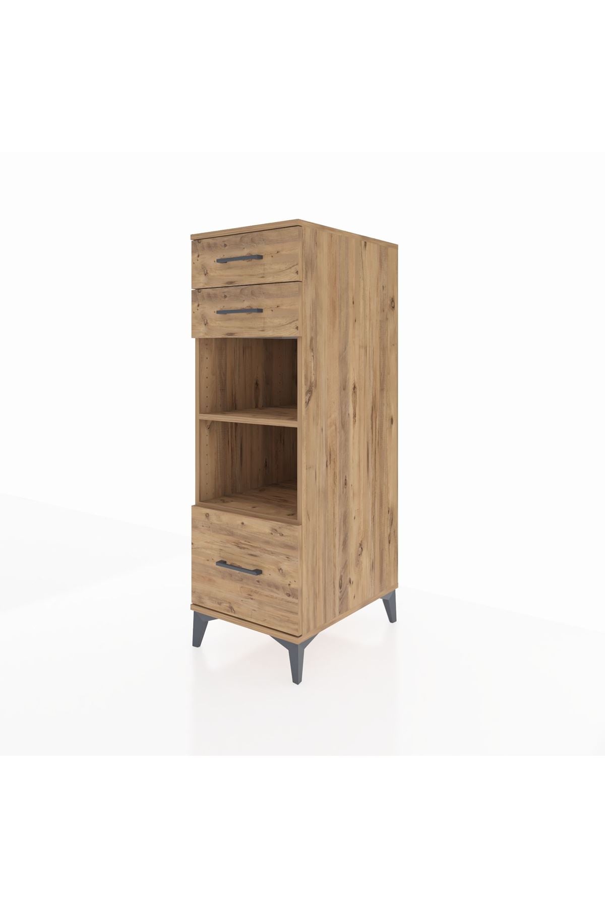 Kronos Dolap 2 Raflı 3 Çekmeceli 44x59x134 Çam-Çam