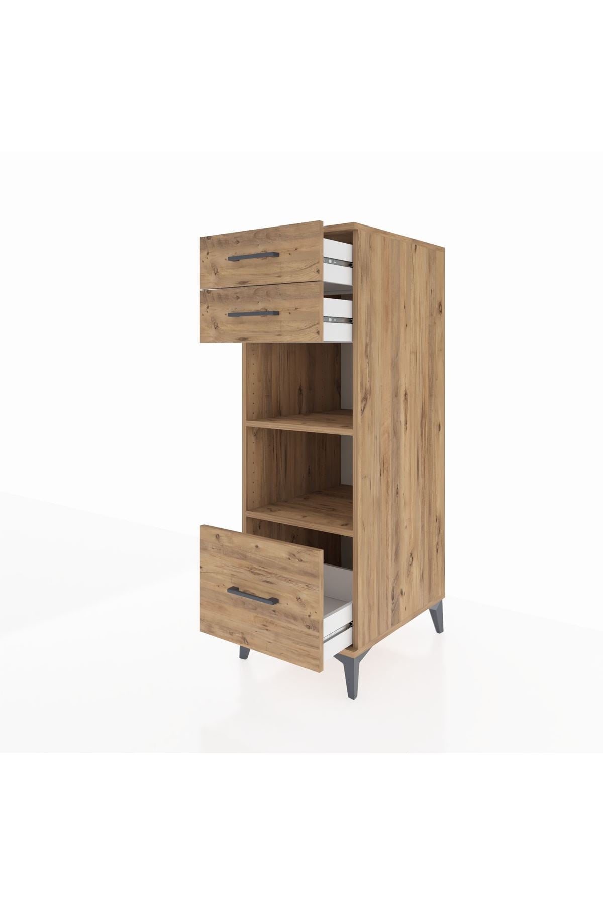 Kronos Dolap 2 Raflı 3 Çekmeceli 44x59x134 Çam-Çam