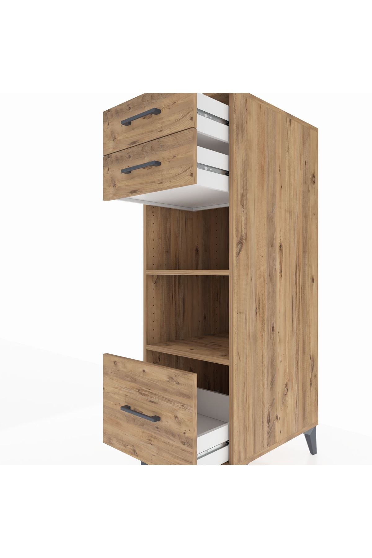 Kronos Dolap 2 Raflı 3 Çekmeceli 44x59x134 Çam-Çam