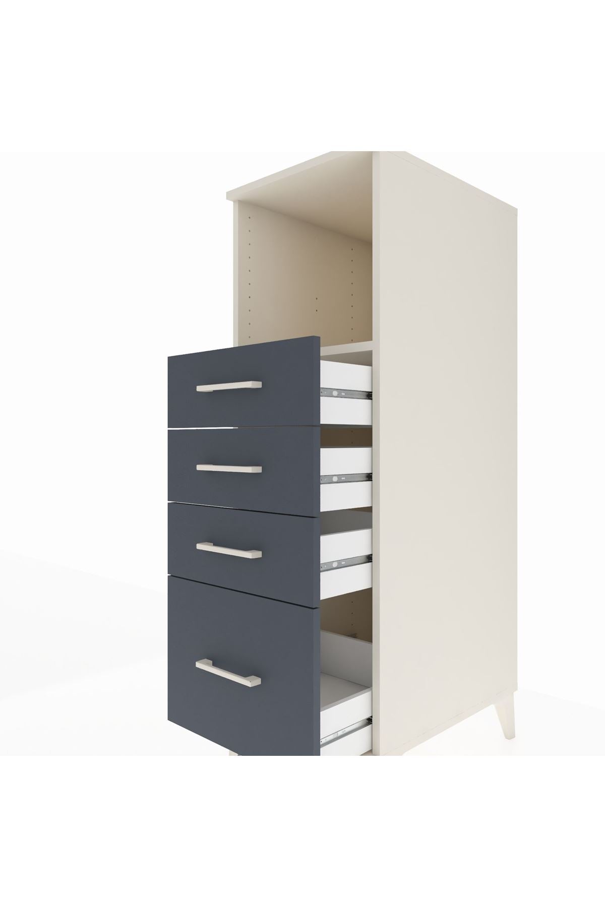 Kronos Dolap Tek Raflı 4 Çekmeceli 44x59x134 Aytaşı-Antrasit