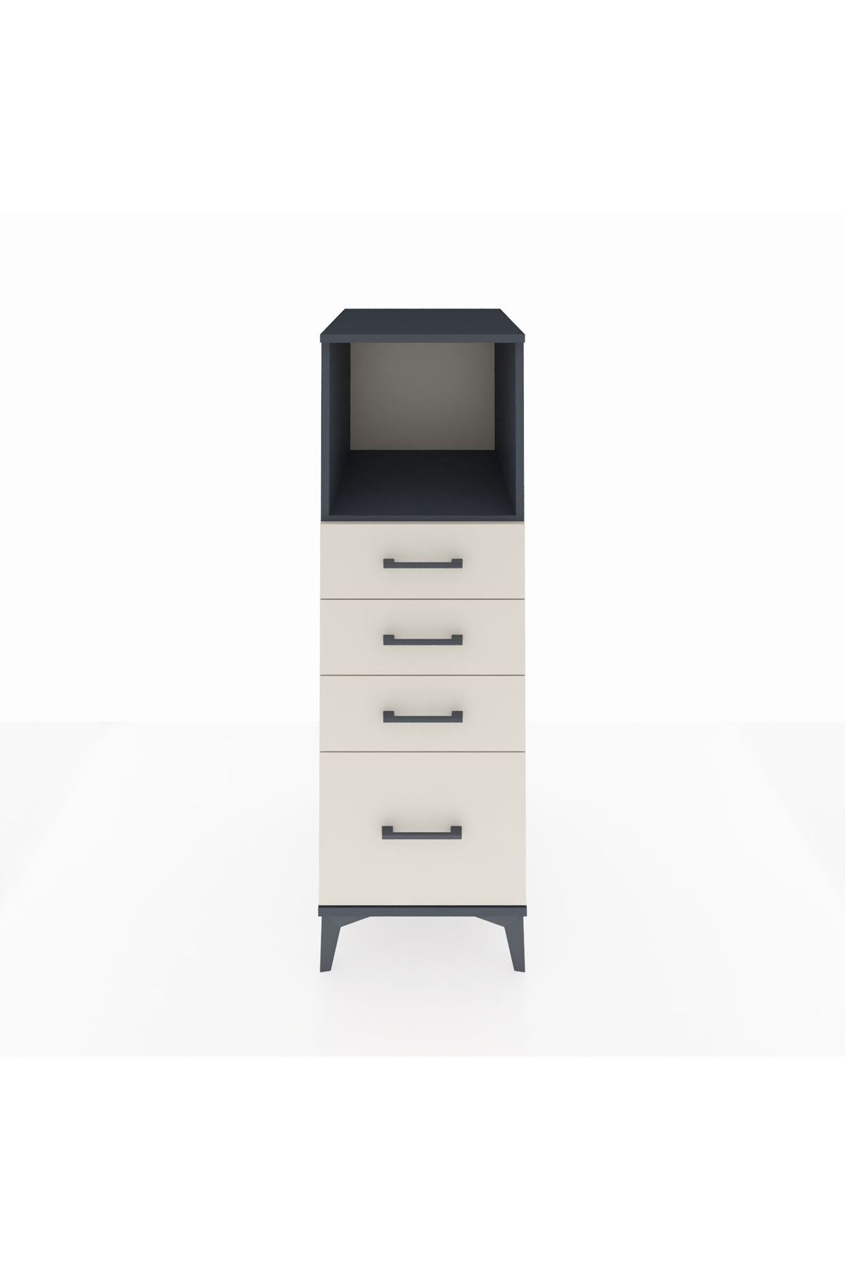 Kronos Dolap Tek Raflı 4 Çekmeceli 44x59x134 Antrasit-Aytaşı