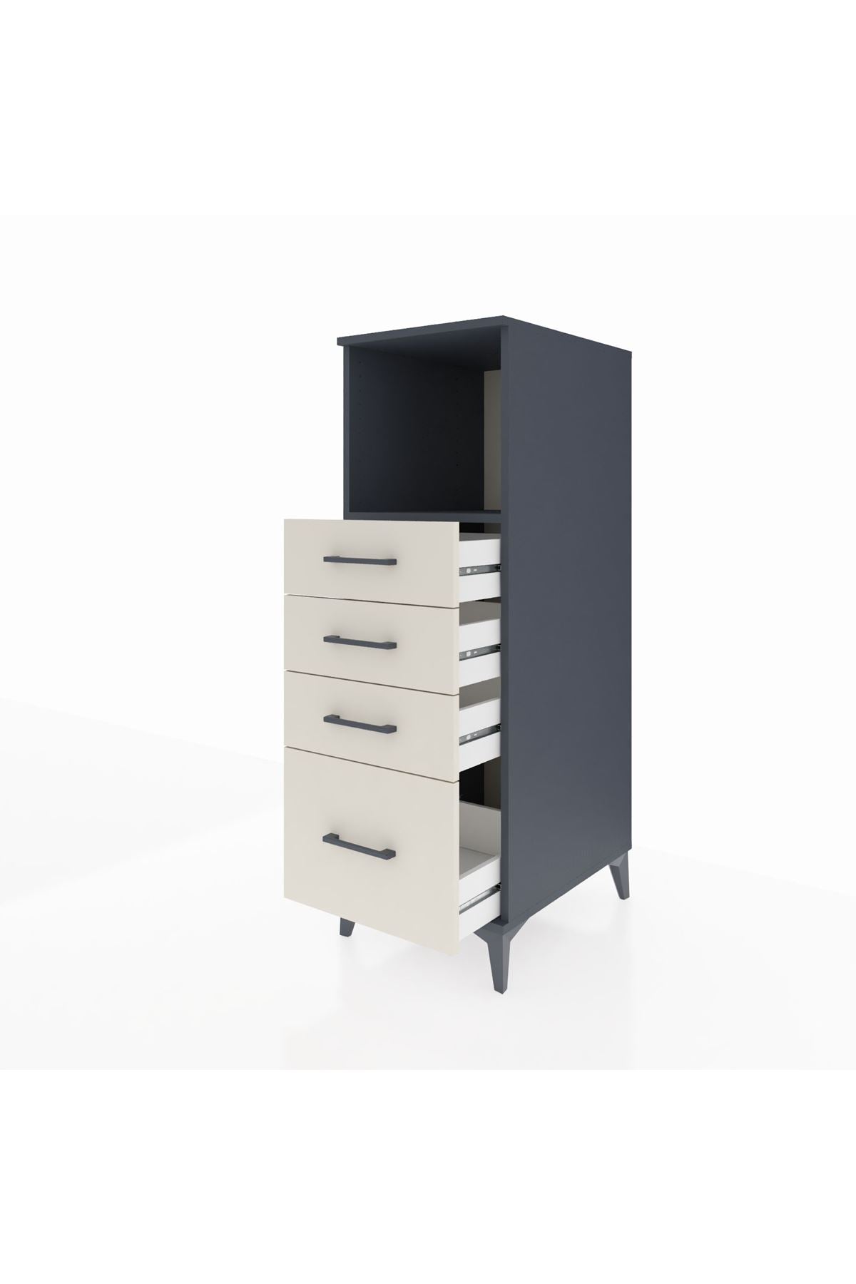 Kronos Dolap Tek Raflı 4 Çekmeceli 44x59x134 Antrasit-Aytaşı