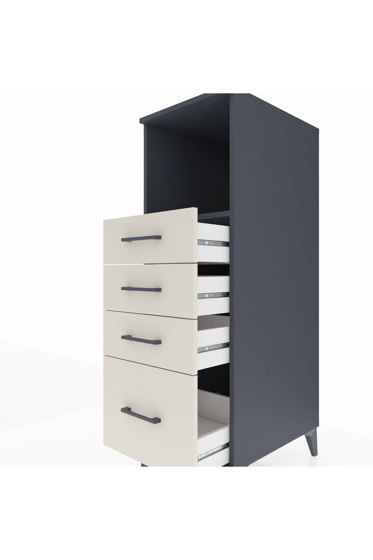 Kronos Dolap Tek Raflı 4 Çekmeceli 44x59x134 Antrasit-Aytaşı