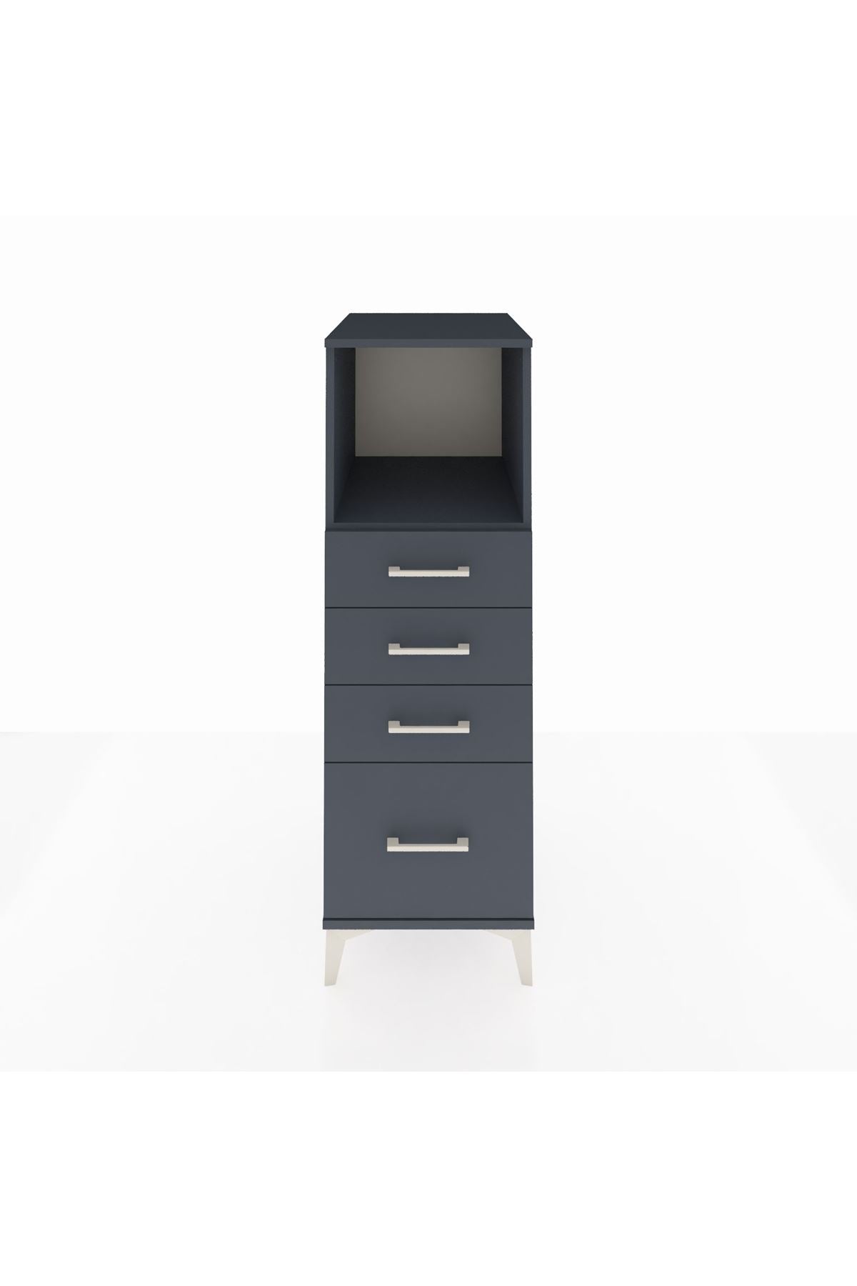 Kronos Dolap Tek Raflı 4 Çekmeceli 44x59x134 Antrasit-Antrasit