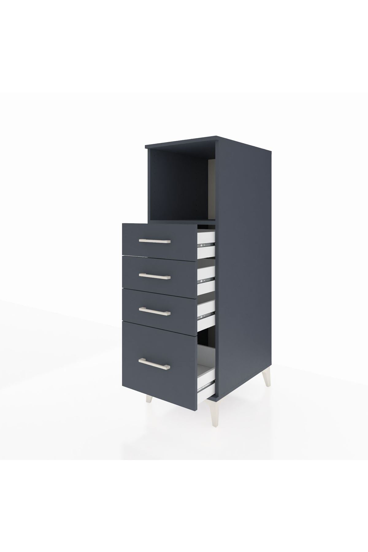 Kronos Dolap Tek Raflı 4 Çekmeceli 44x59x134 Antrasit-Antrasit