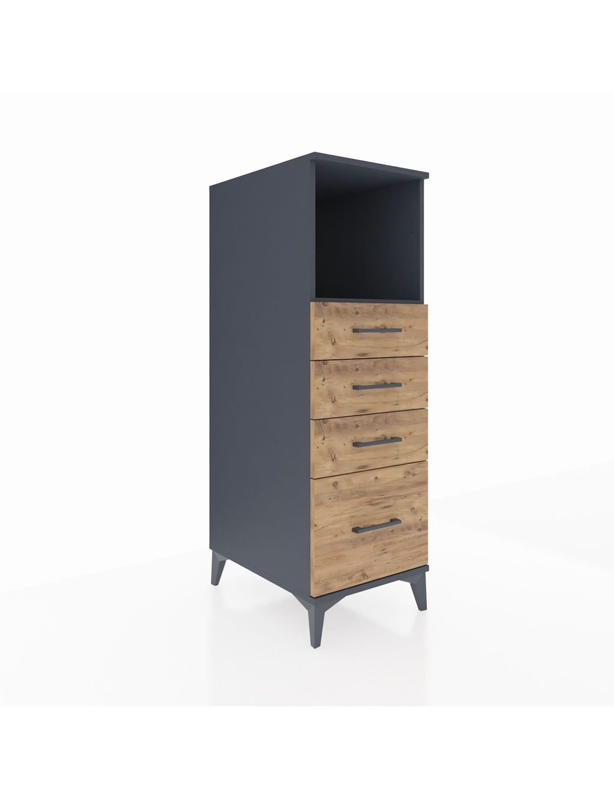 Kronos Dolap Tek Raflı 4 Çekmeceli 44x59x134 Antrasit-Çam