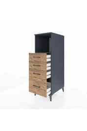 Kronos Dolap Tek Raflı 4 Çekmeceli 44x59x134 Antrasit-Çam