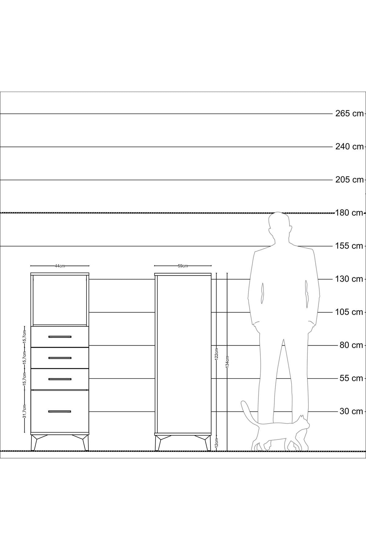 Kronos Dolap Tek Raflı 4 Çekmeceli 44x59x134 Çam-Aytaşı