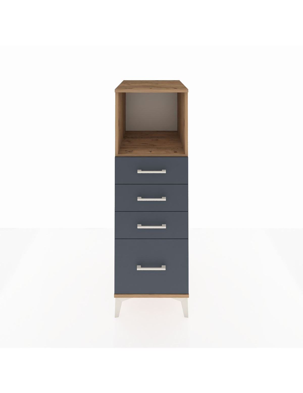 Kronos Dolap Tek Raflı 4 Çekmeceli 44x59x134 Çam-Antrasit