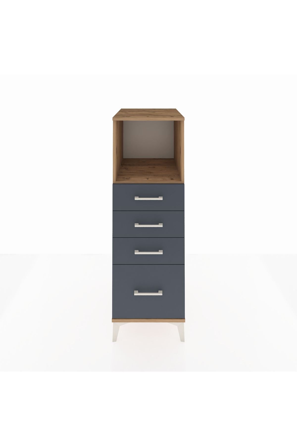 Kronos Dolap Tek Raflı 4 Çekmeceli 44x59x134 Çam-Antrasit