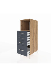 Kronos Dolap Tek Raflı 4 Çekmeceli 44x59x134 Çam-Antrasit