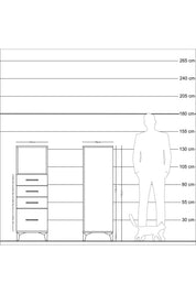 Kronos Dolap Tek Raflı 4 Çekmeceli 44x59x134 Çam-Çam