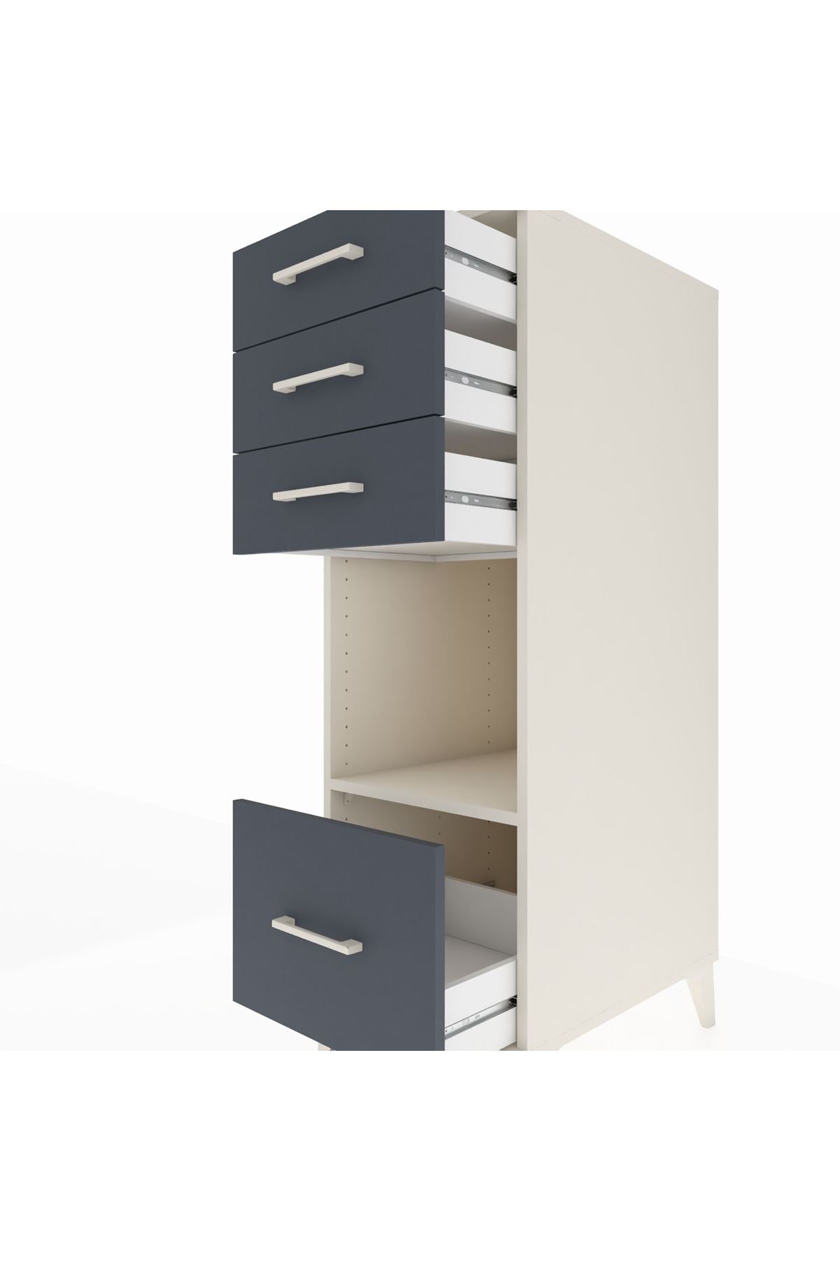 Kronos Dolap Tek Raflı 4 Çekmeceli 44x59x134 Aytaşı-Antrasit