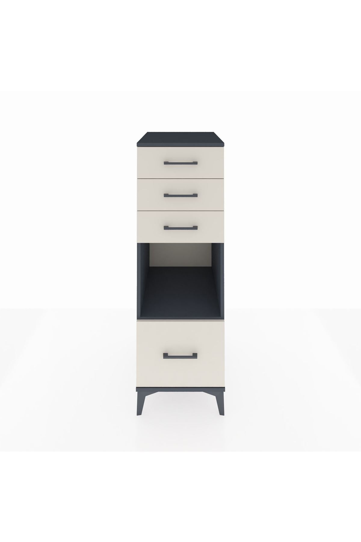 Kronos Dolap Tek Raflı 4 Çekmeceli 44x59x134 Antrasit-Aytaşı