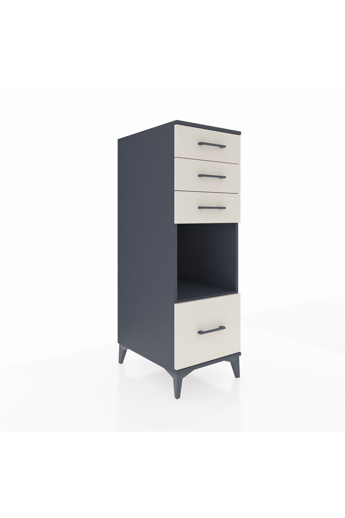 Kronos Dolap Tek Raflı 4 Çekmeceli 44x59x134 Antrasit-Aytaşı