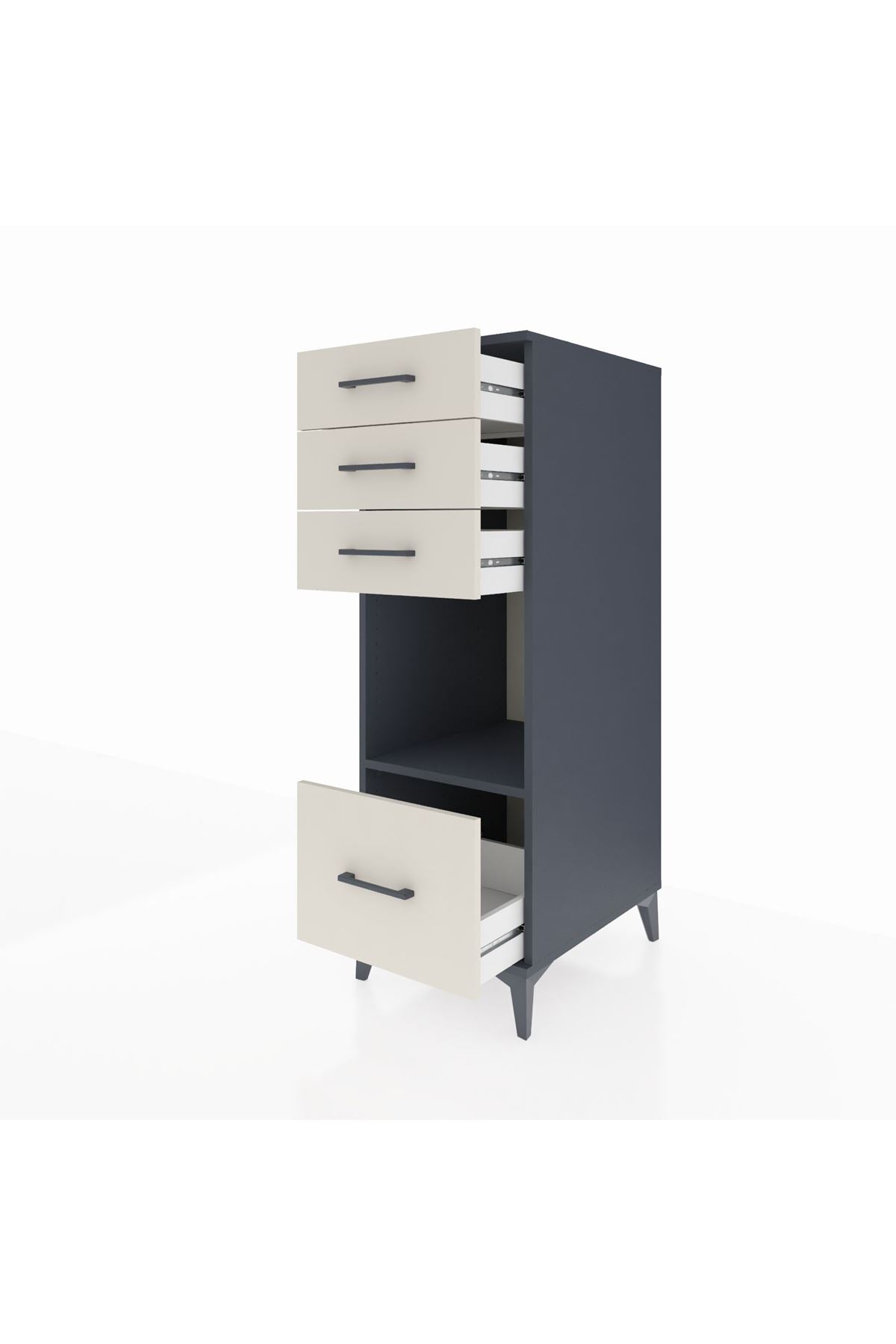 Kronos Dolap Tek Raflı 4 Çekmeceli 44x59x134 Antrasit-Aytaşı