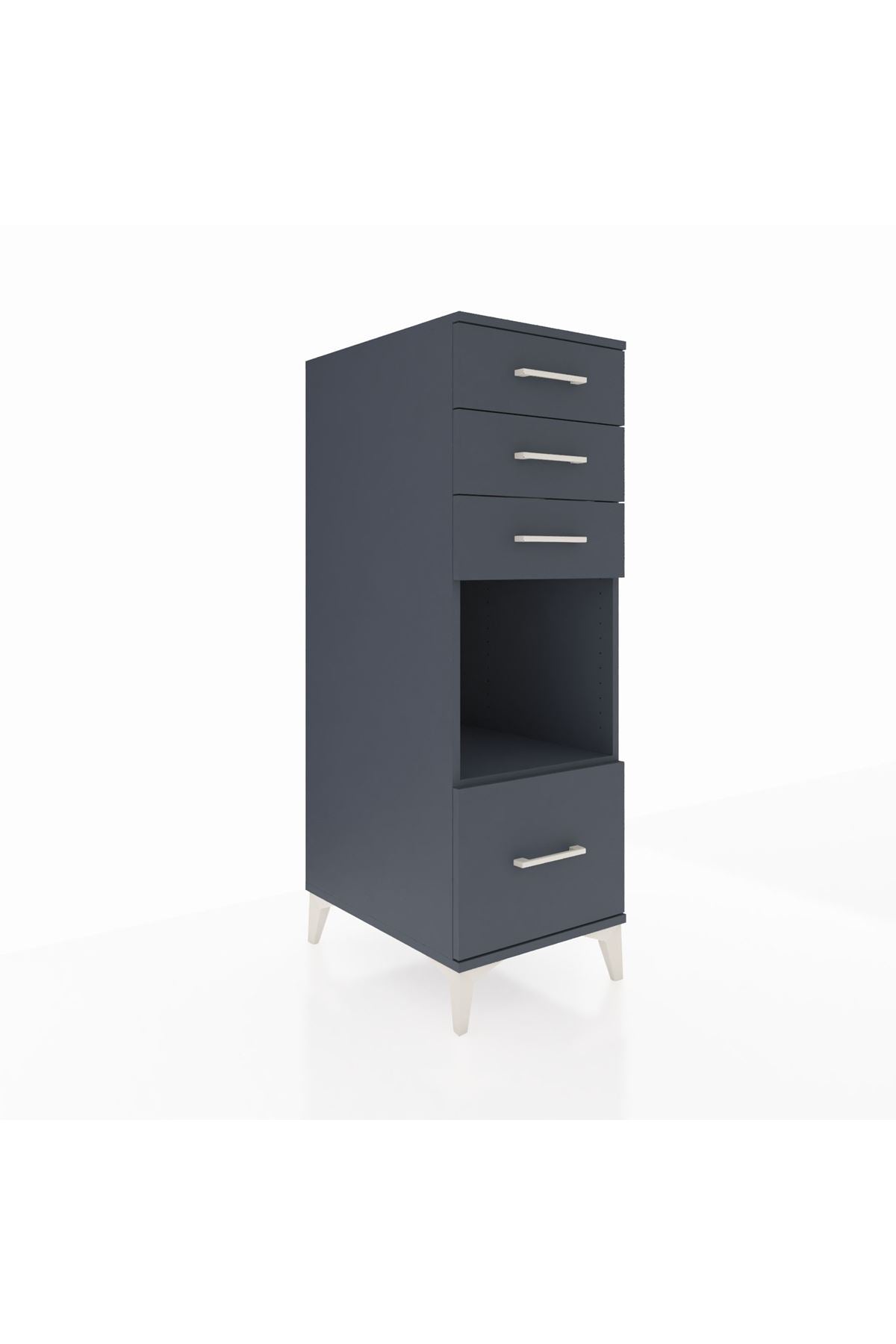 Kronos Dolap Tek Raflı 4 Çekmeceli 44x59x134 Antrasit-Antrasit