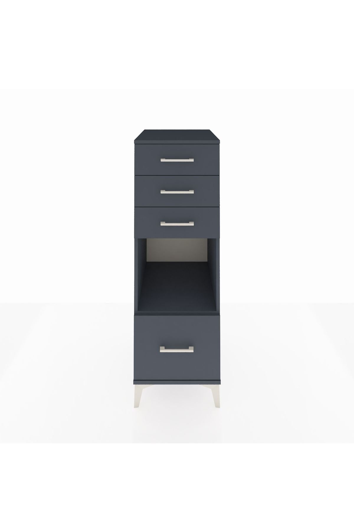 Kronos Dolap Tek Raflı 4 Çekmeceli 44x59x134 Antrasit-Antrasit