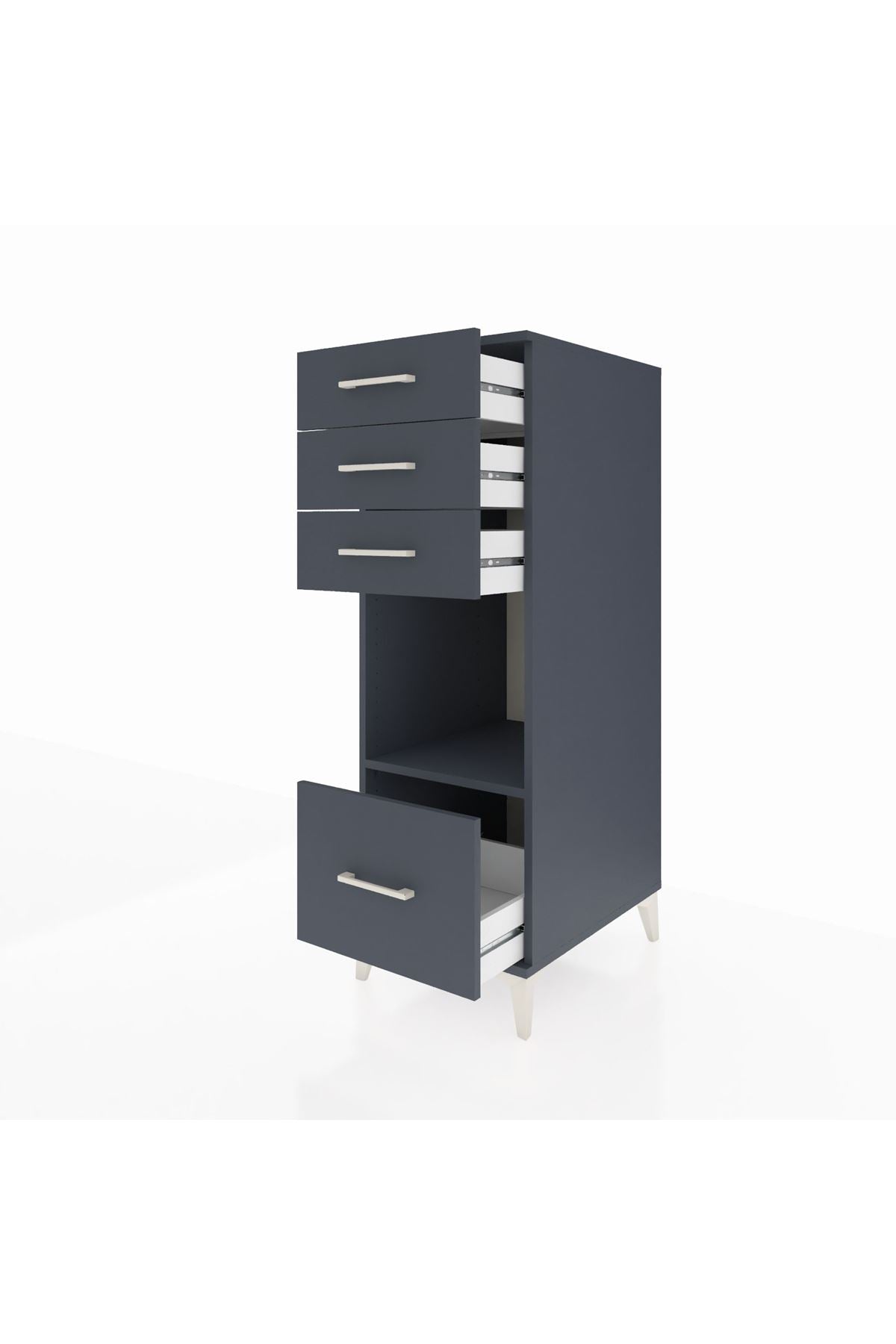 Kronos Dolap Tek Raflı 4 Çekmeceli 44x59x134 Antrasit-Antrasit