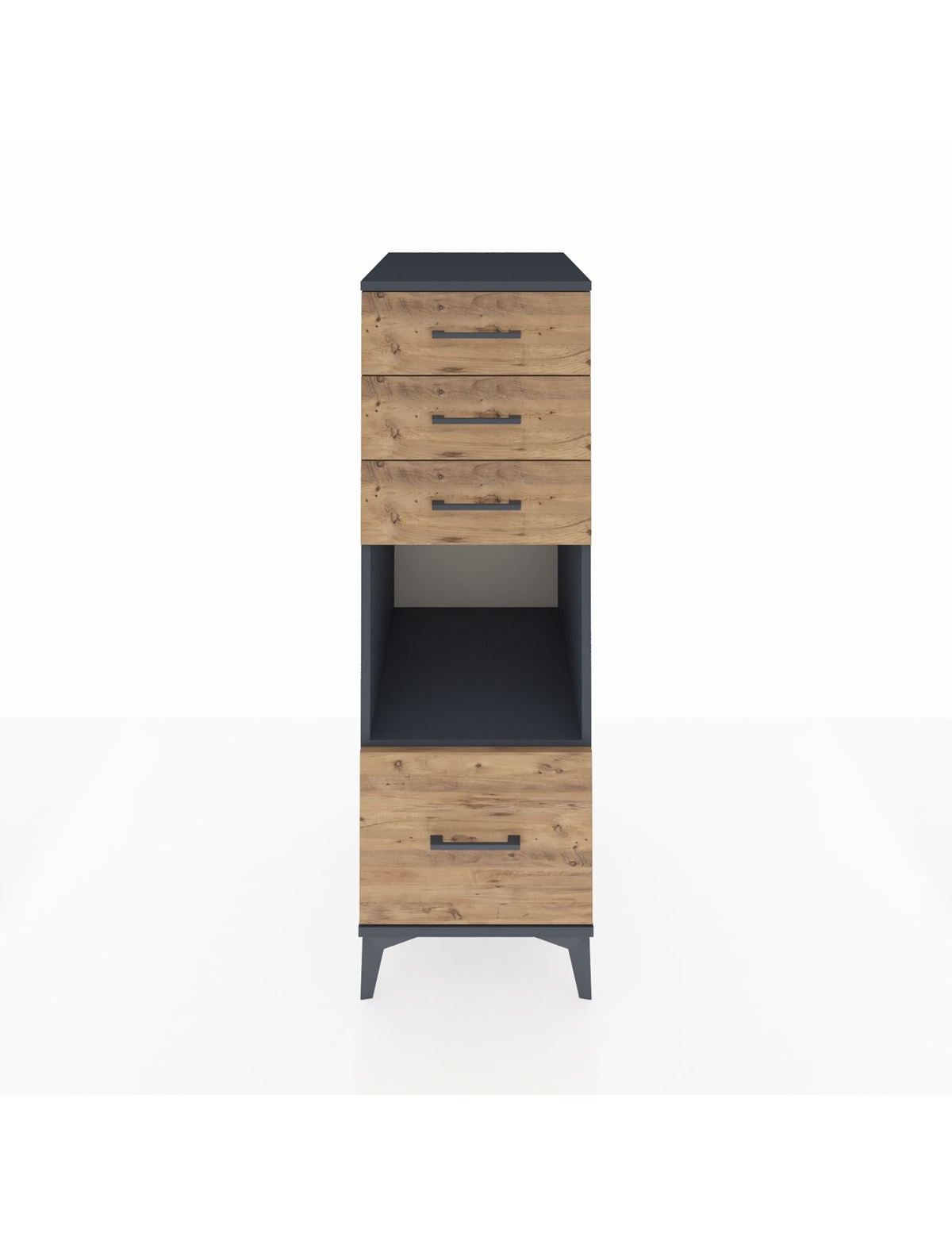 Kronos Dolap Tek Raflı 4 Çekmeceli 44x59x134 Antrasit-Çam