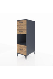 Kronos Dolap Tek Raflı 4 Çekmeceli 44x59x134 Antrasit-Çam