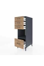 Kronos Dolap Tek Raflı 4 Çekmeceli 44x59x134 Antrasit-Çam